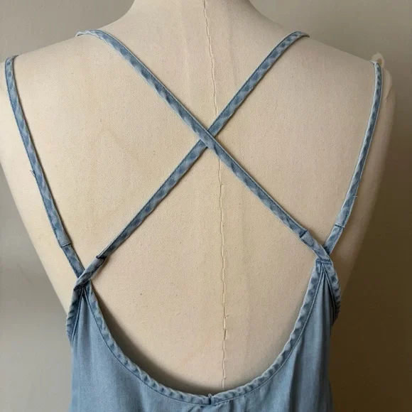 Twik Simons Light Denim Tank Dress Size L Racerback A-Line Knee Length - Picture 5 of 11